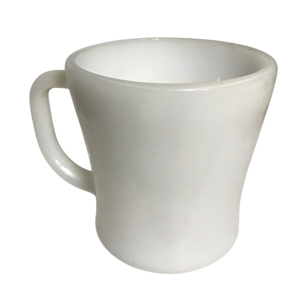 Vintage Anchor Hocking Fire-King White Milk Glass D-Handled Mug Coffee Cup 8 Oz